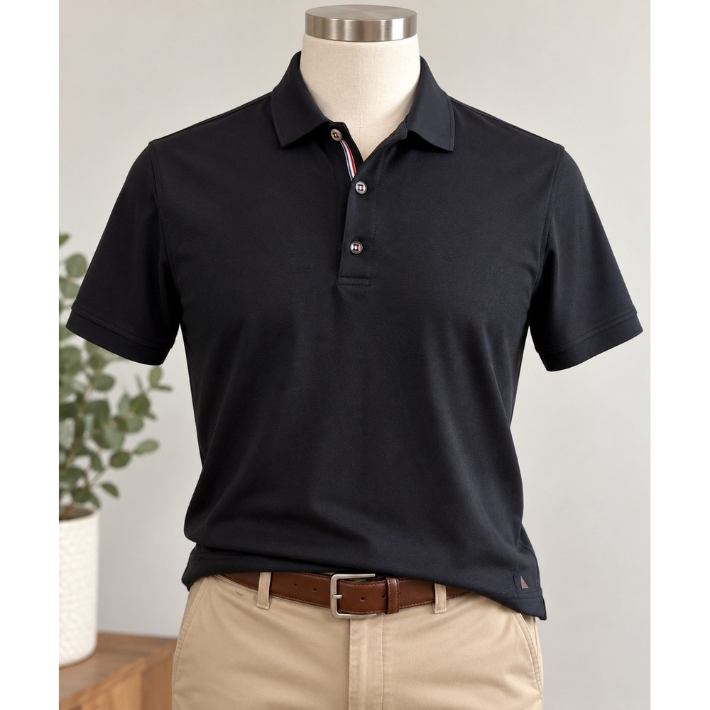 UNTUCKit Mens Navy Blue 100% Supima Cotton Wrinkle Free Regular Fit Polo Shirt M